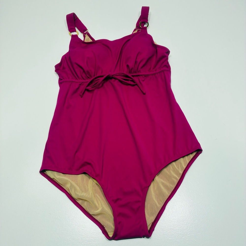 Swim 365 1 piece swimsuit Size 18W bathing suit pink built‎ in bra lined new